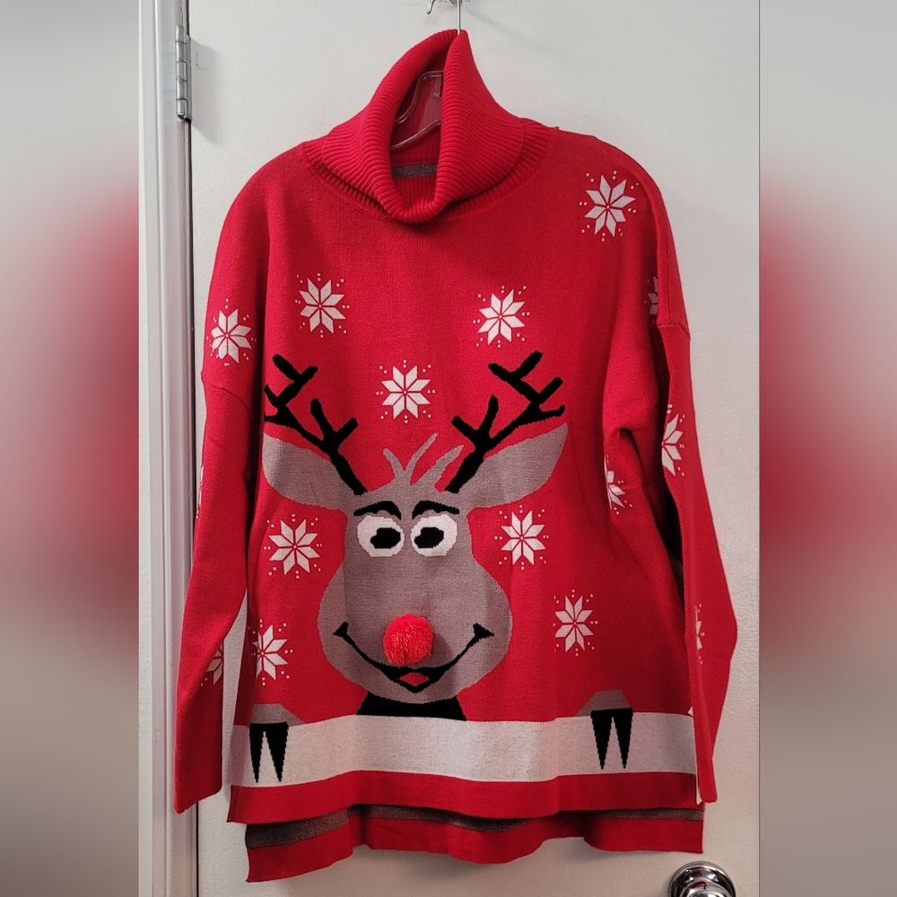 Festive Red Reindeer Sweater